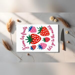 8 X11 Strawberry Design Tempered Glass Cutting Board